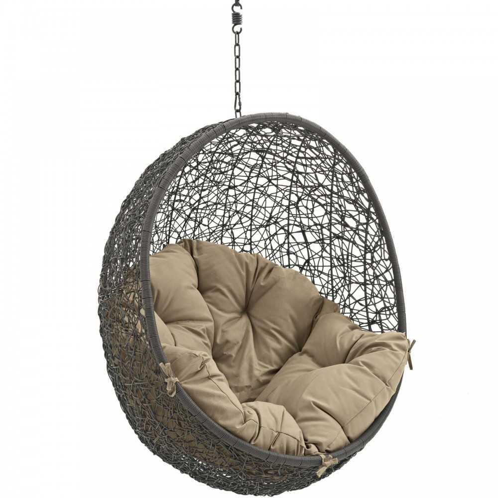 Hide Outdoor Patio Swing Chair Without Stand, Gray Mocha