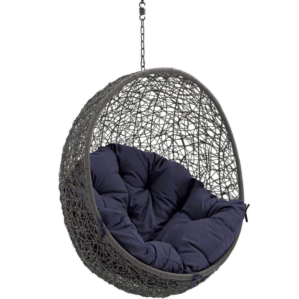 Hide Outdoor Patio Swing Chair Without Stand, Gray Navy