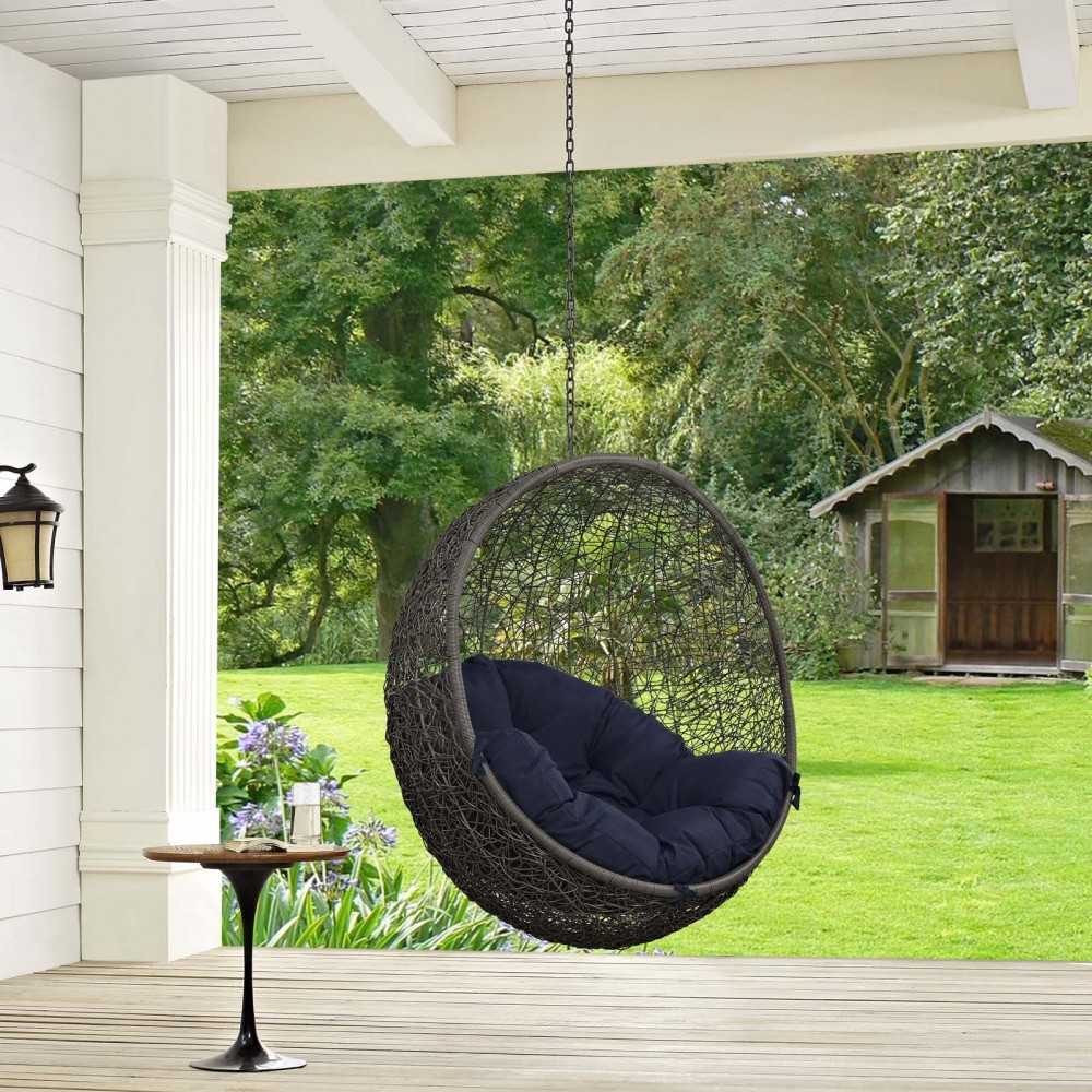 Hide Outdoor Patio Swing Chair Without Stand, Gray Navy