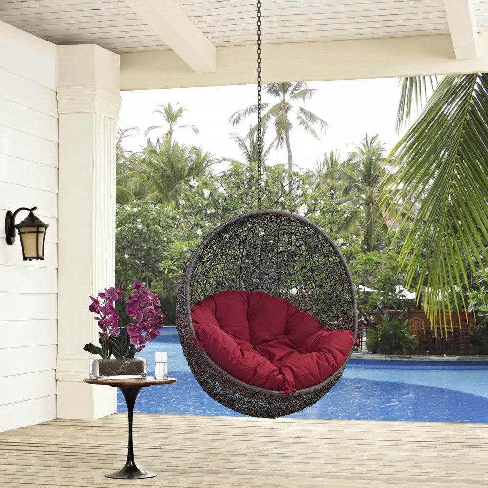 Hide Outdoor Patio Swing Chair Without Stand, Gray Red