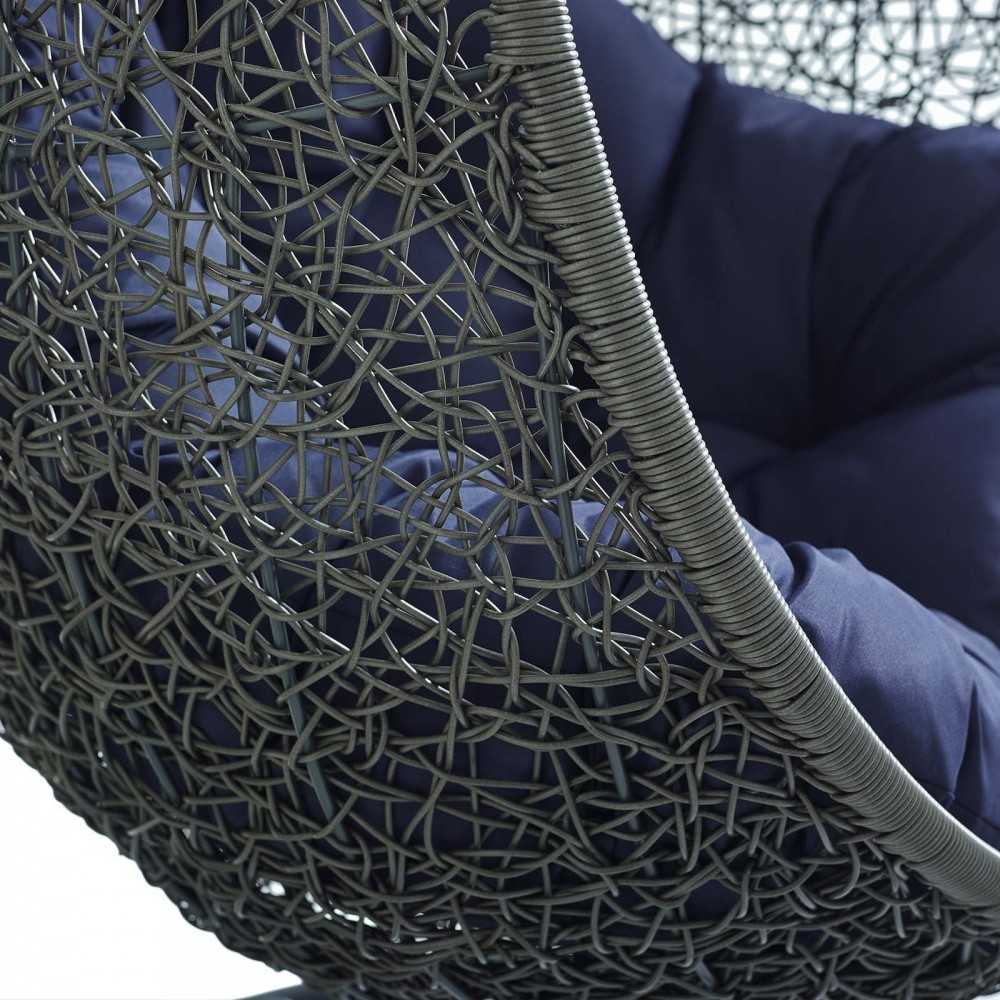 Hide Sunbrella Fabric Swing Outdoor Patio Lounge Chair Without Stand, Gray Navy
