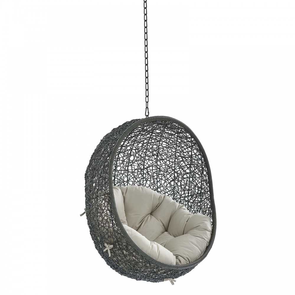 Hide Sunbrella Fabric Swing Outdoor Patio Lounge Chair Without Stand, Gray Beige