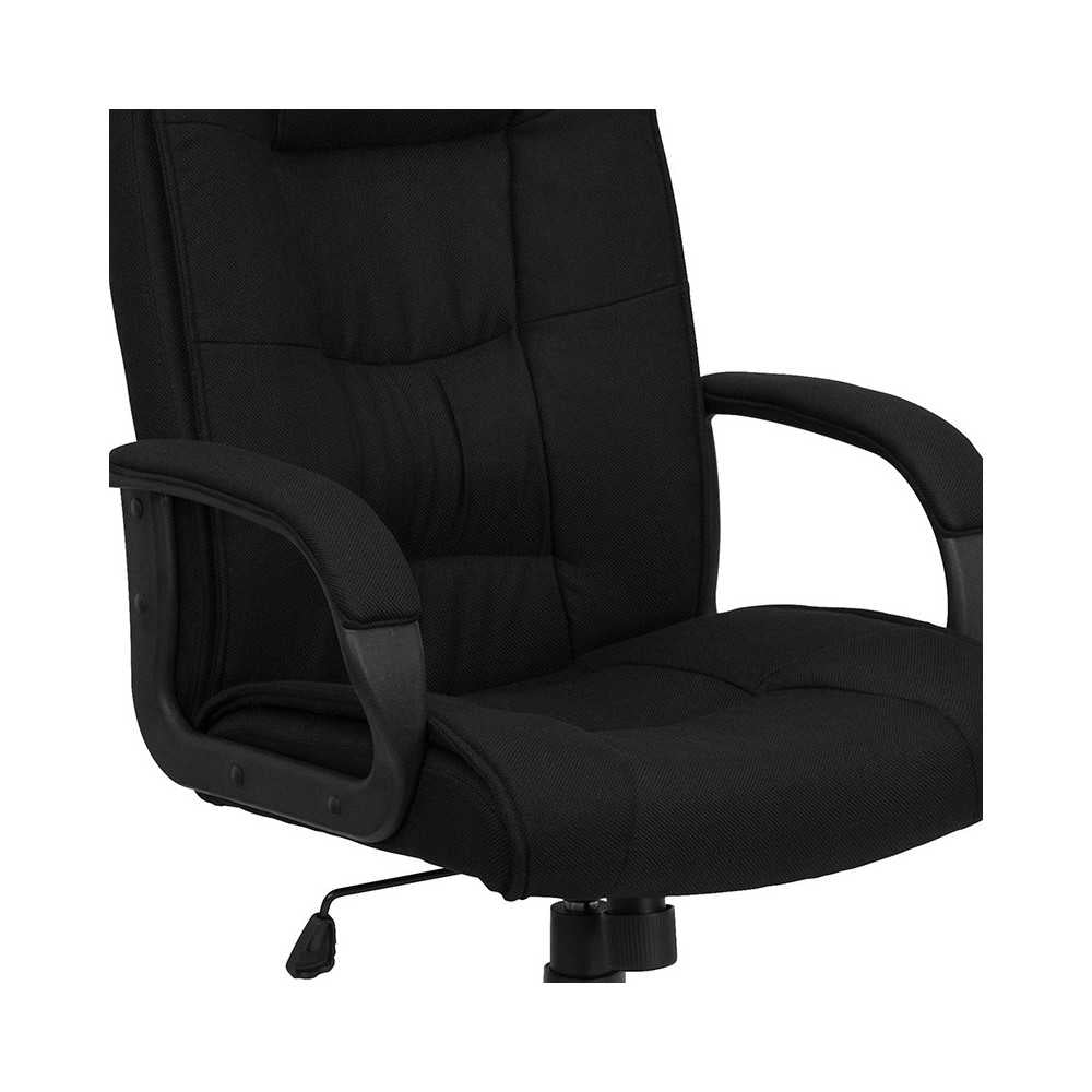 High Back Black Fabric Executive Swivel Office Chair with Arms