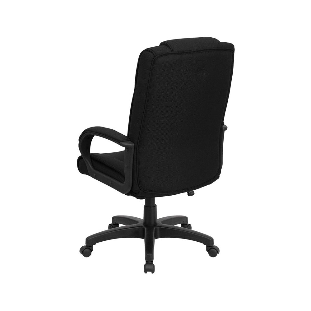 High Back Black Fabric Executive Swivel Office Chair with Arms