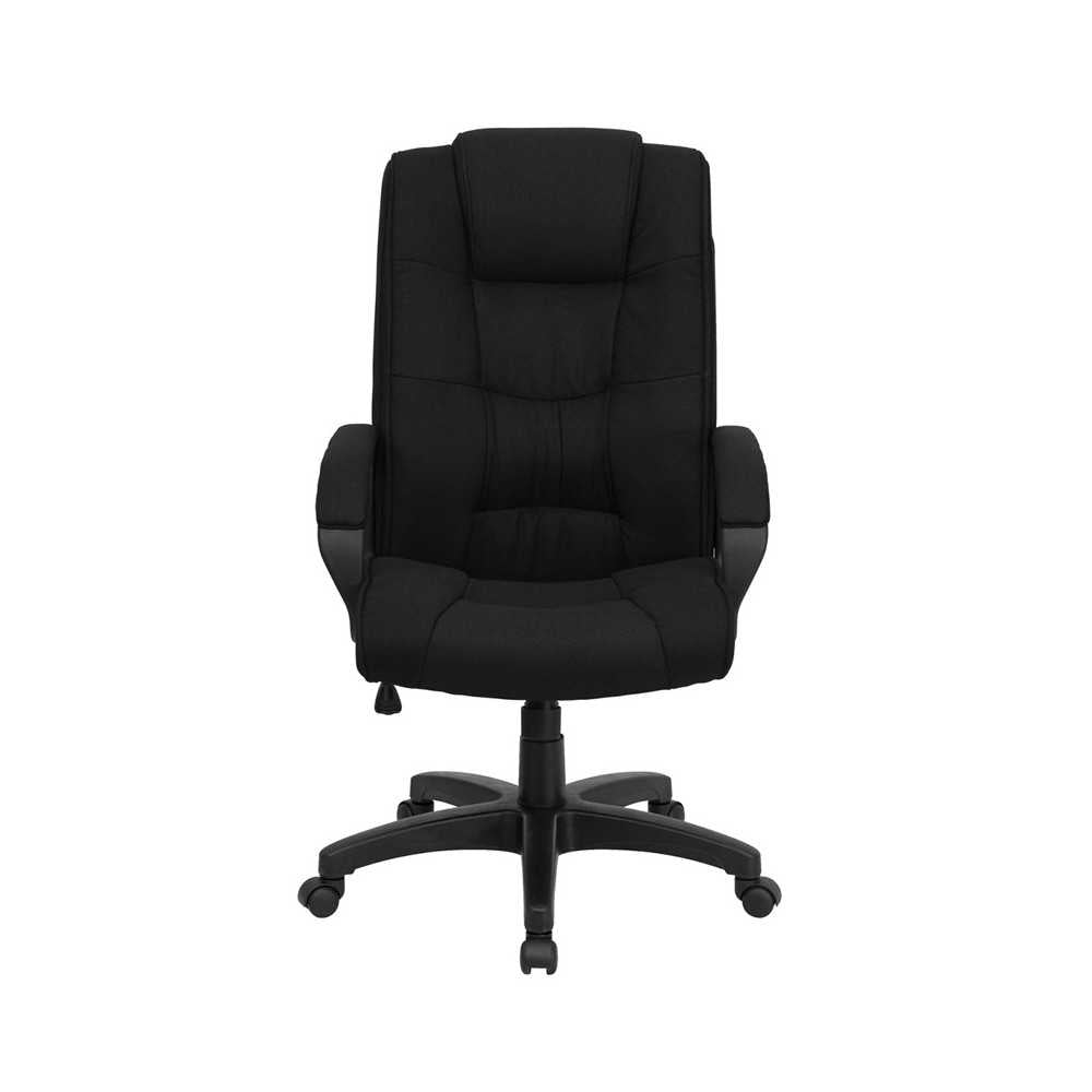 High Back Black Fabric Executive Swivel Office Chair with Arms