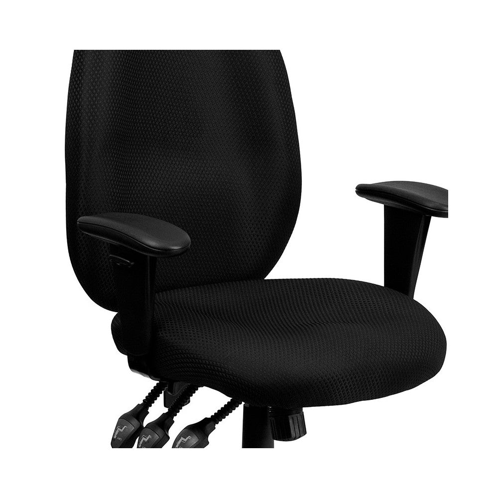 High Back Black Fabric Multifunction Ergonomic Executive Swivel Office Chair with Adjustable Arms