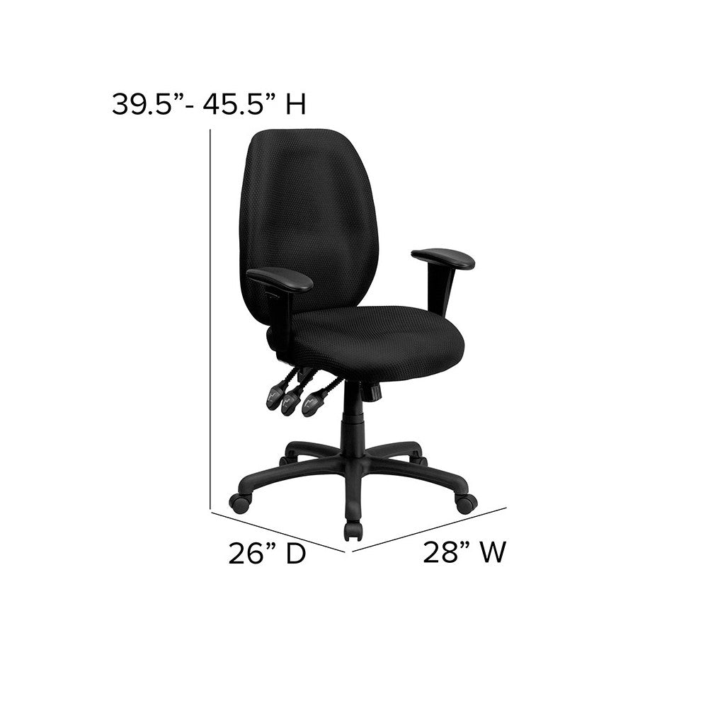 High Back Black Fabric Multifunction Ergonomic Executive Swivel Office Chair with Adjustable Arms