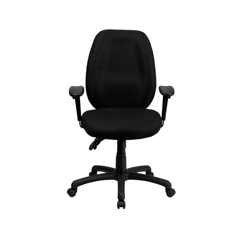 High Back Black Fabric Multifunction Ergonomic Executive Swivel Office Chair with Adjustable Arms