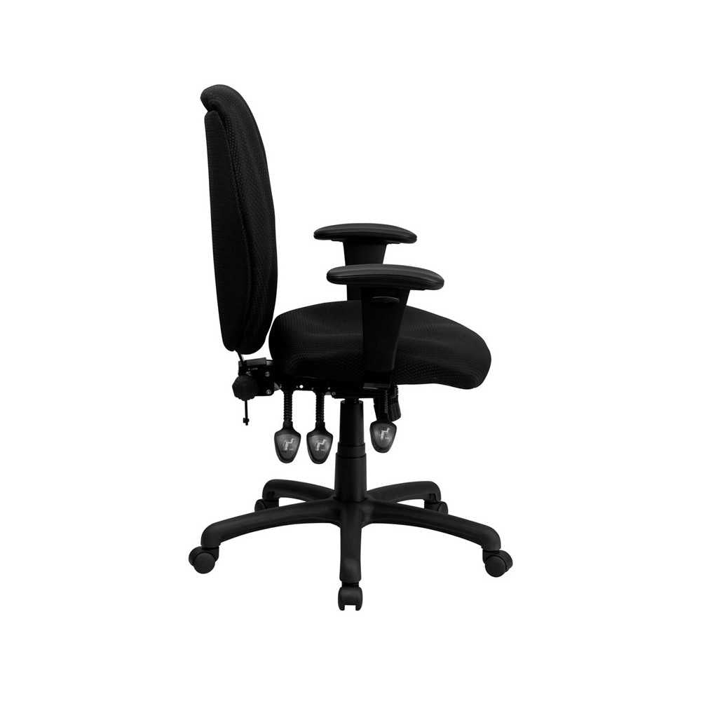 High Back Black Fabric Multifunction Ergonomic Executive Swivel Office Chair with Adjustable Arms