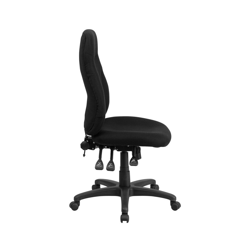 High Back Black Fabric Multifunction Swivel Ergonomic Task Office Chair