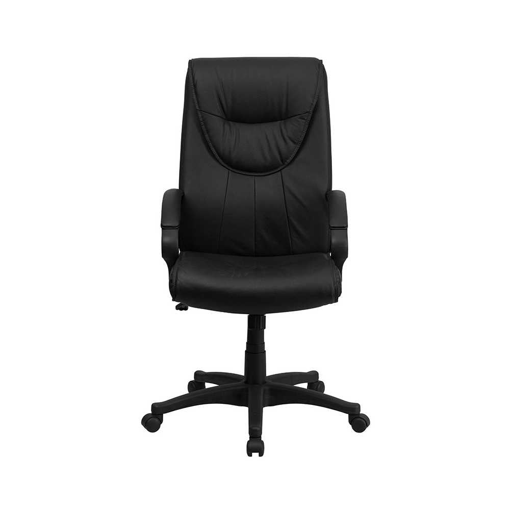 High Back Black Leather Executive Swivel Office Chair with Arms