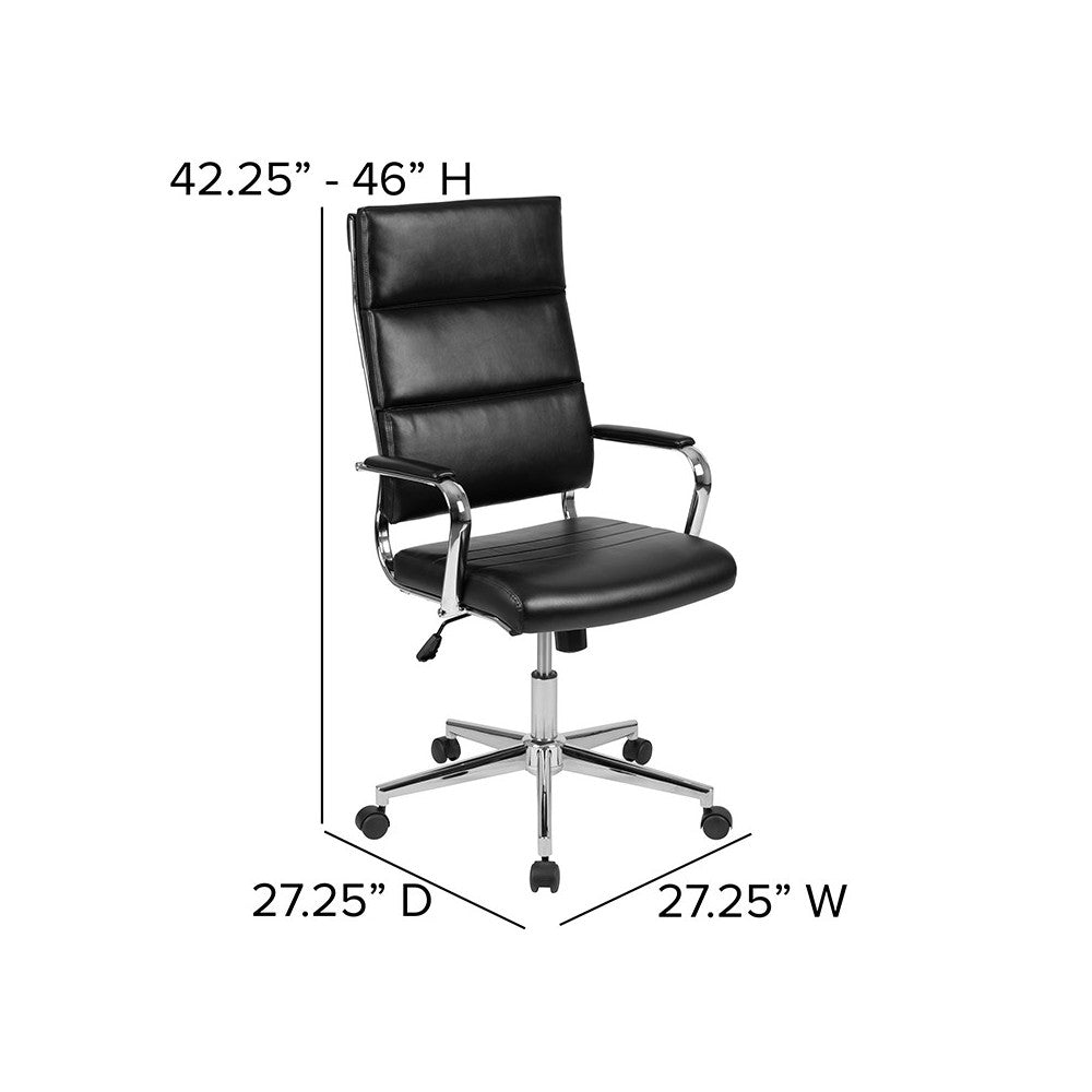 High Back Black LeatherSoft Contemporary Panel Executive Swivel Office Chair