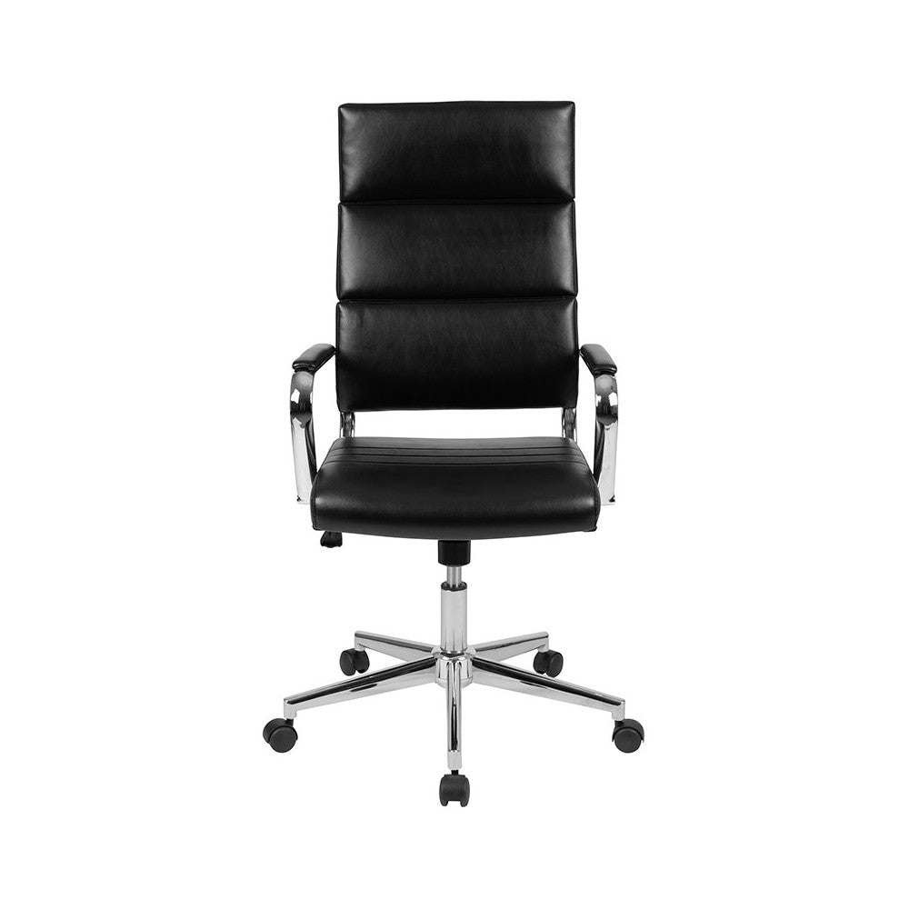 High Back Black LeatherSoft Contemporary Panel Executive Swivel Office Chair