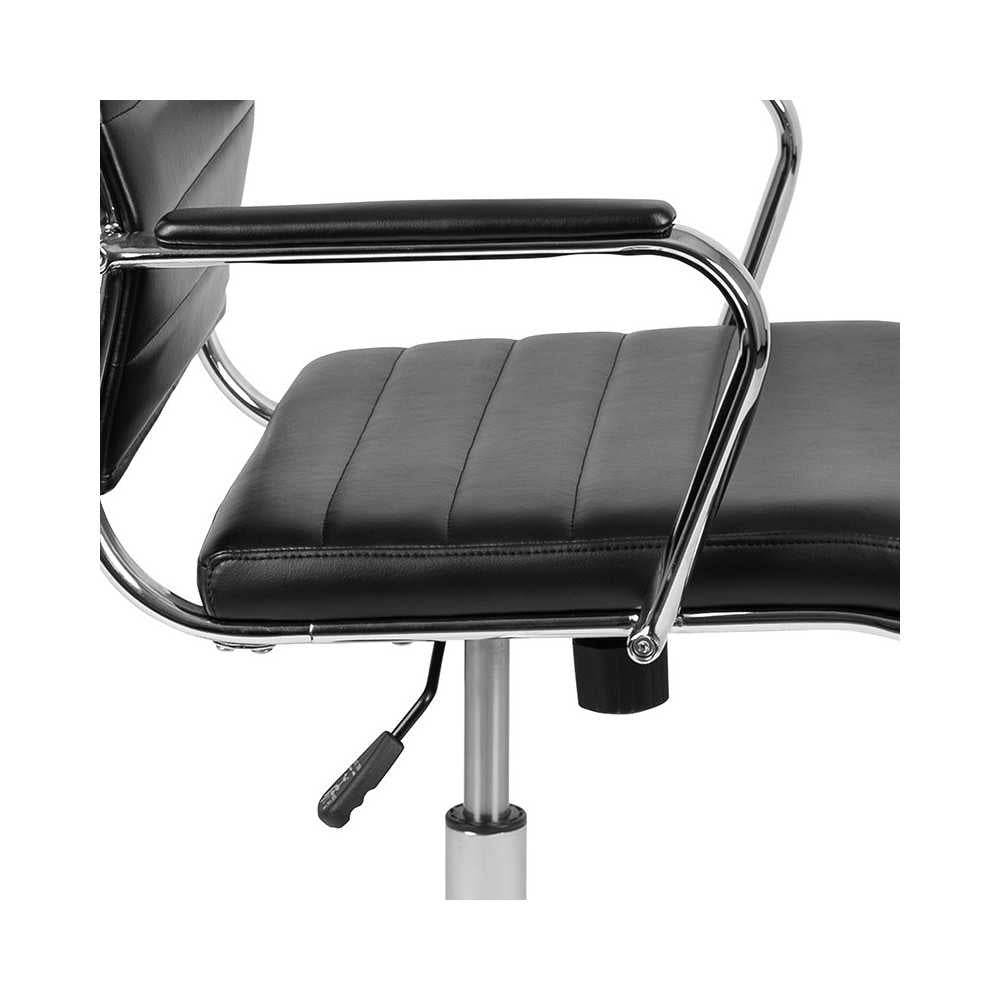 High Back Black LeatherSoft Contemporary Ribbed Executive Swivel Office Chair