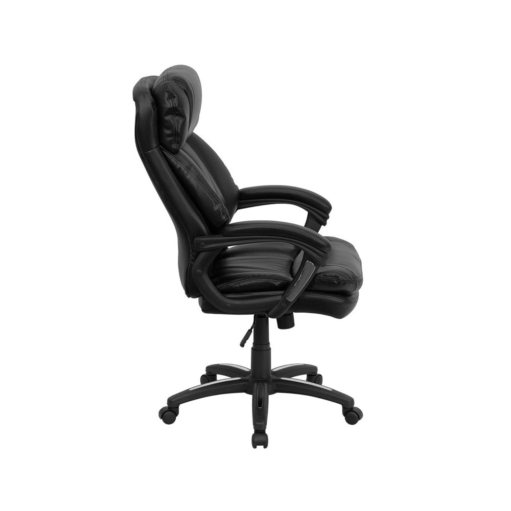 High Back Black LeatherSoft Executive Swivel Ergonomic Office Chair with Plush Headrest, Extensive Padding and Arms
