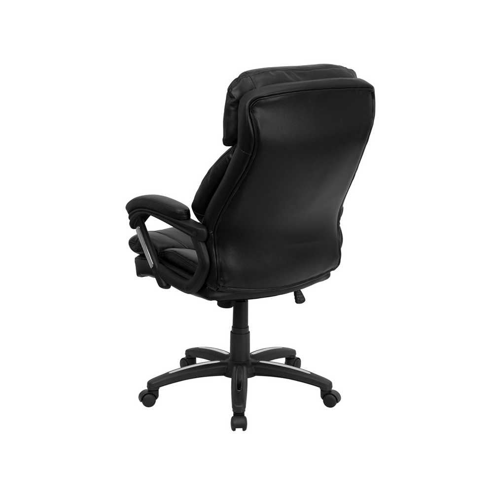 High Back Black LeatherSoft Executive Swivel Ergonomic Office Chair with Plush Headrest, Extensive Padding and Arms