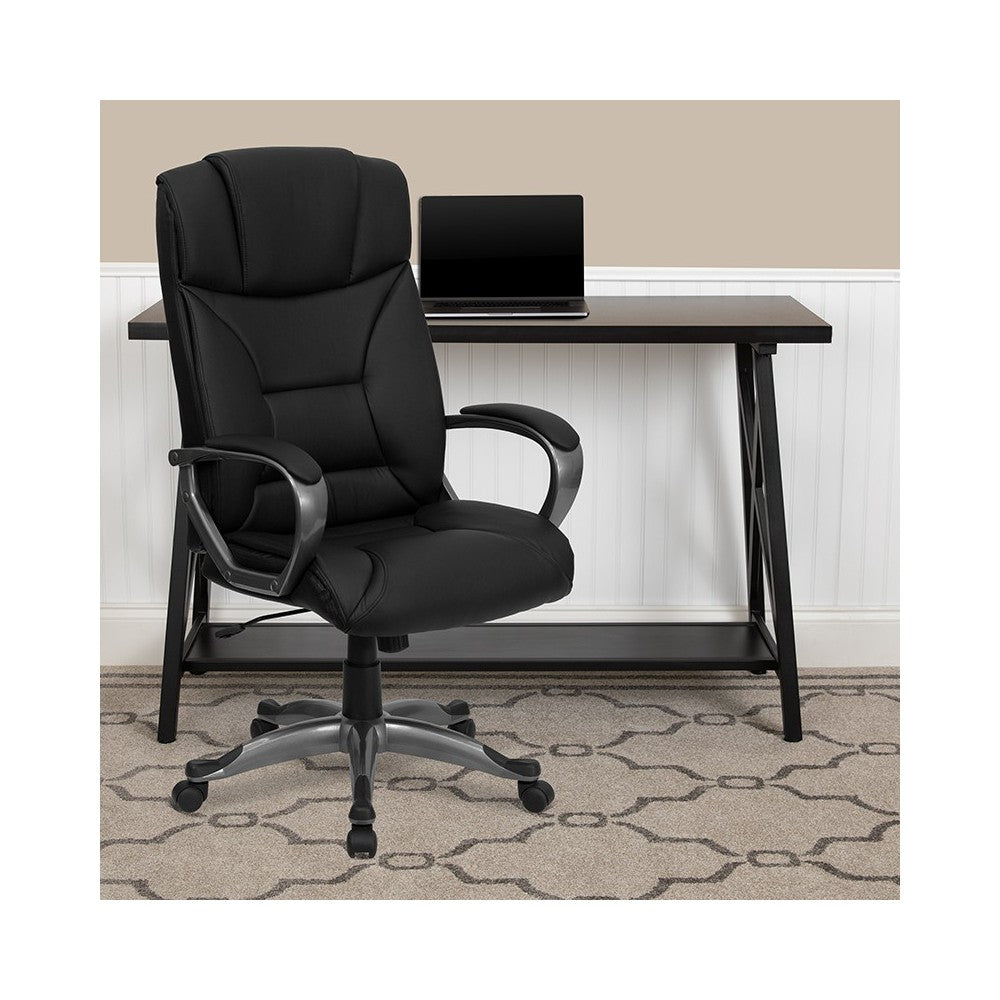 High Back Black LeatherSoft Executive Swivel Office Chair with Arms