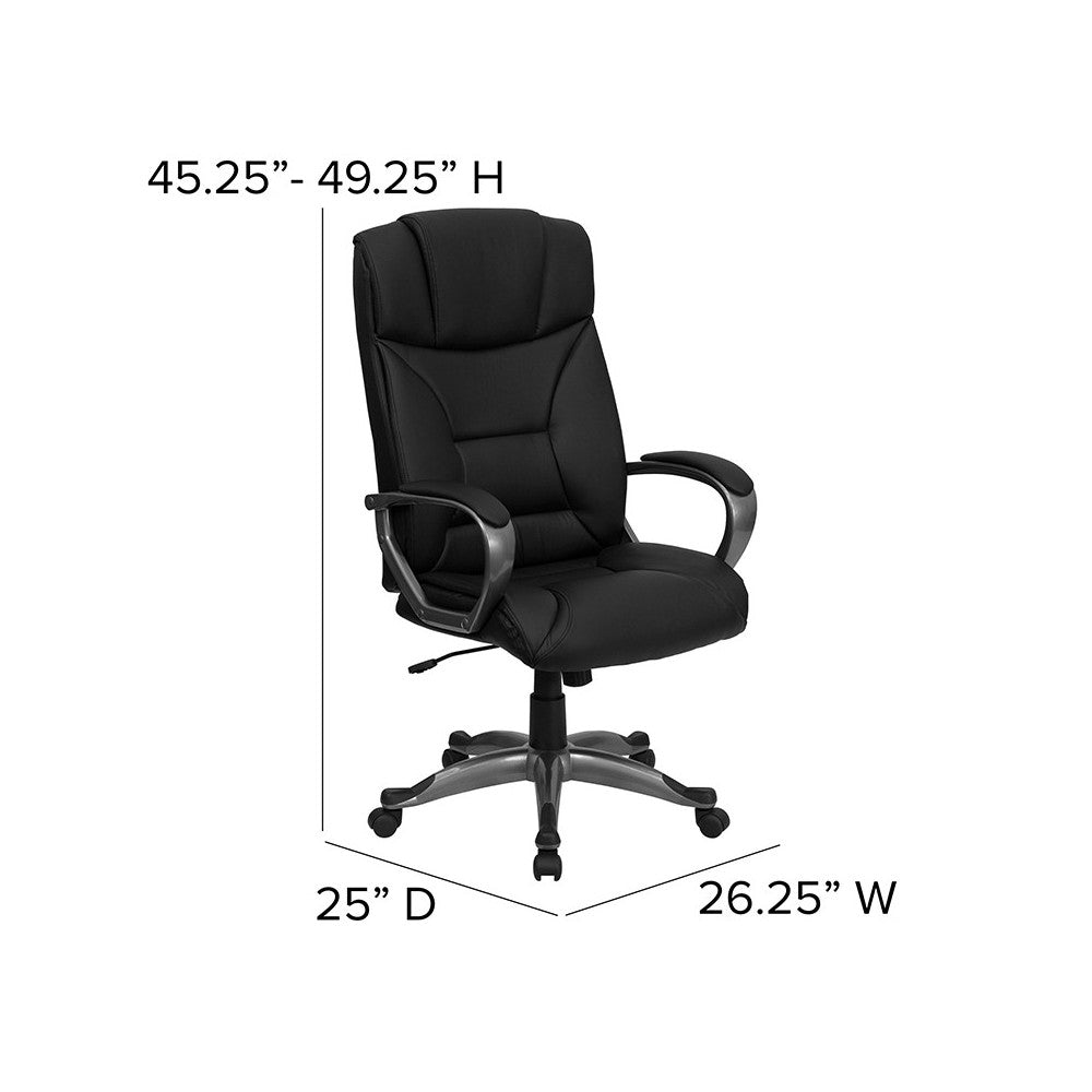High Back Black LeatherSoft Executive Swivel Office Chair with Arms