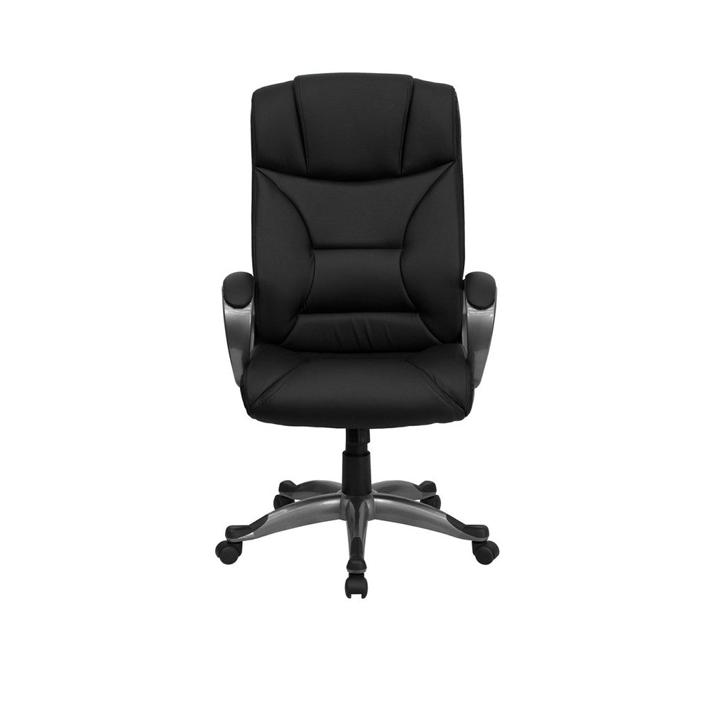 High Back Black LeatherSoft Executive Swivel Office Chair with Arms