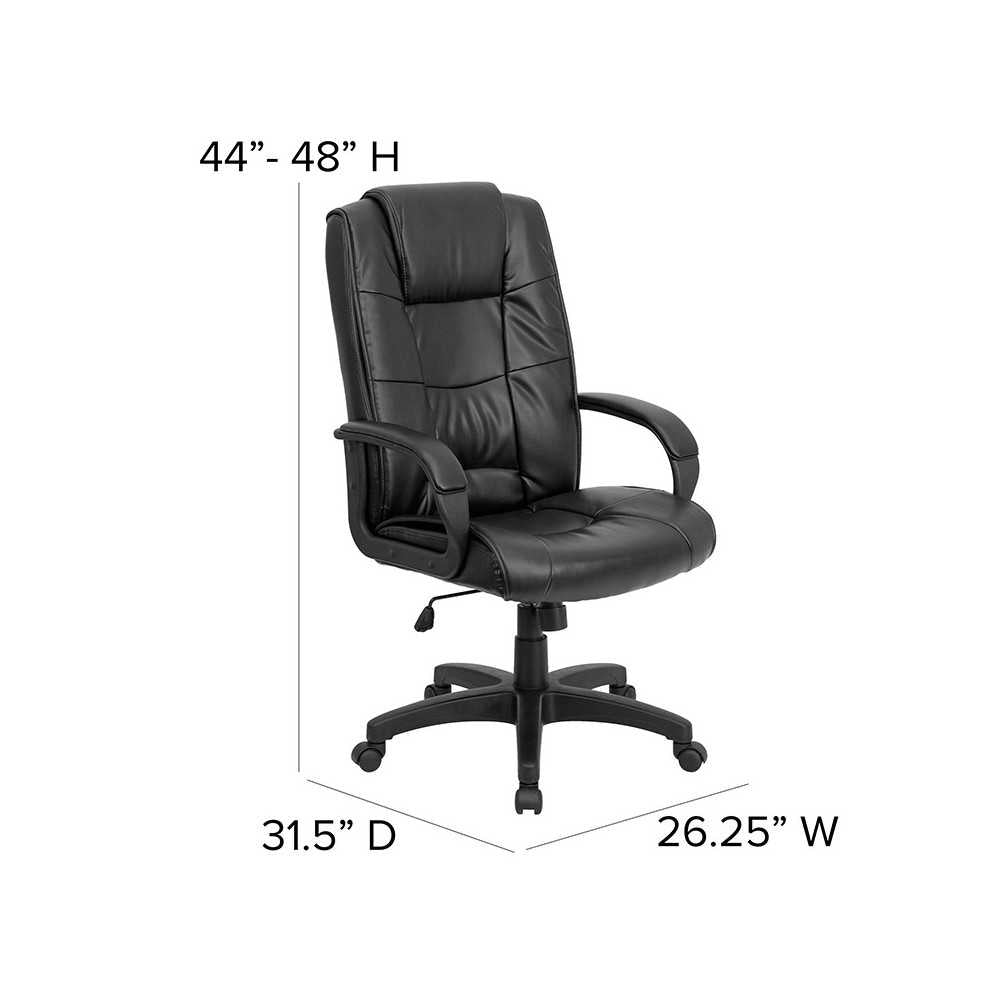 High Back Black LeatherSoft Executive Swivel Office Chair with Arms