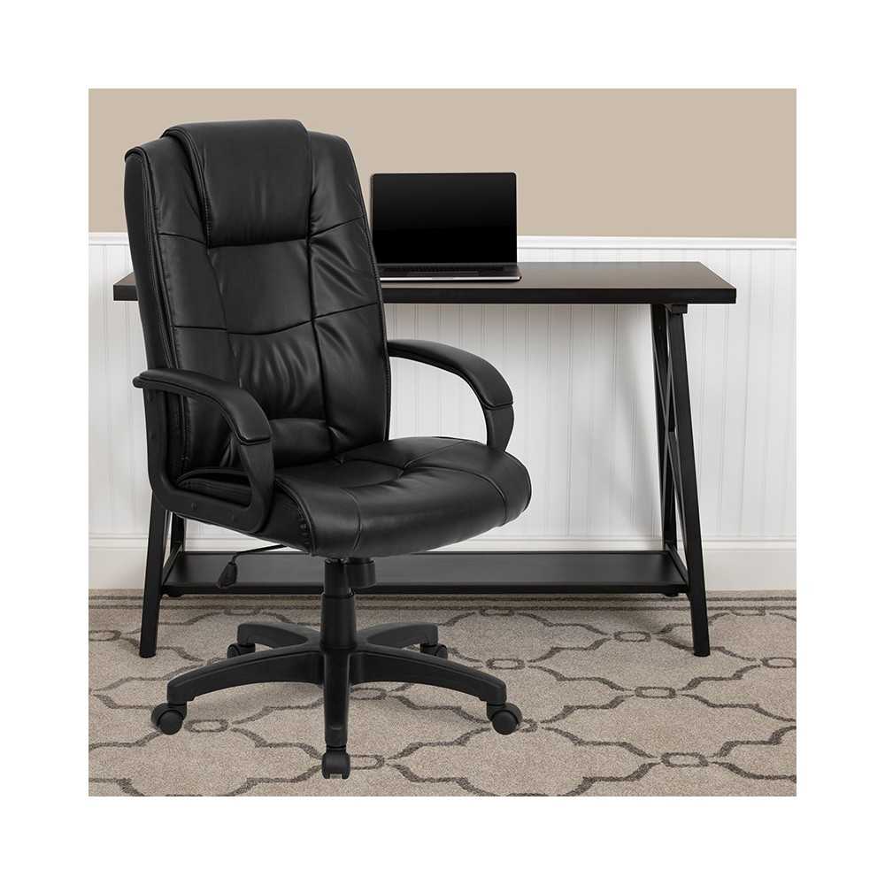 High Back Black LeatherSoft Executive Swivel Office Chair with Arms