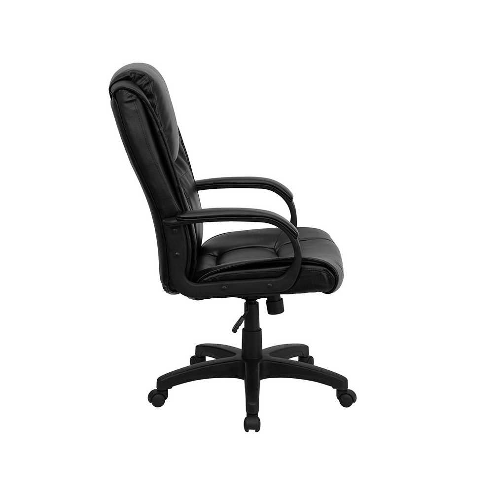 High Back Black LeatherSoft Executive Swivel Office Chair with Oversized Headrest and Arms