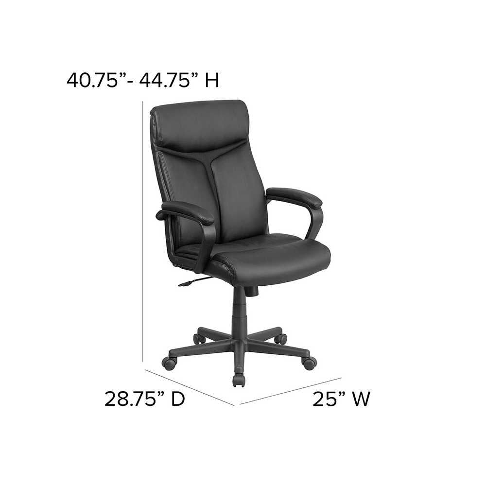 High Back Black LeatherSoft Executive Swivel Office Chair with Slight Mesh Accent and Arms