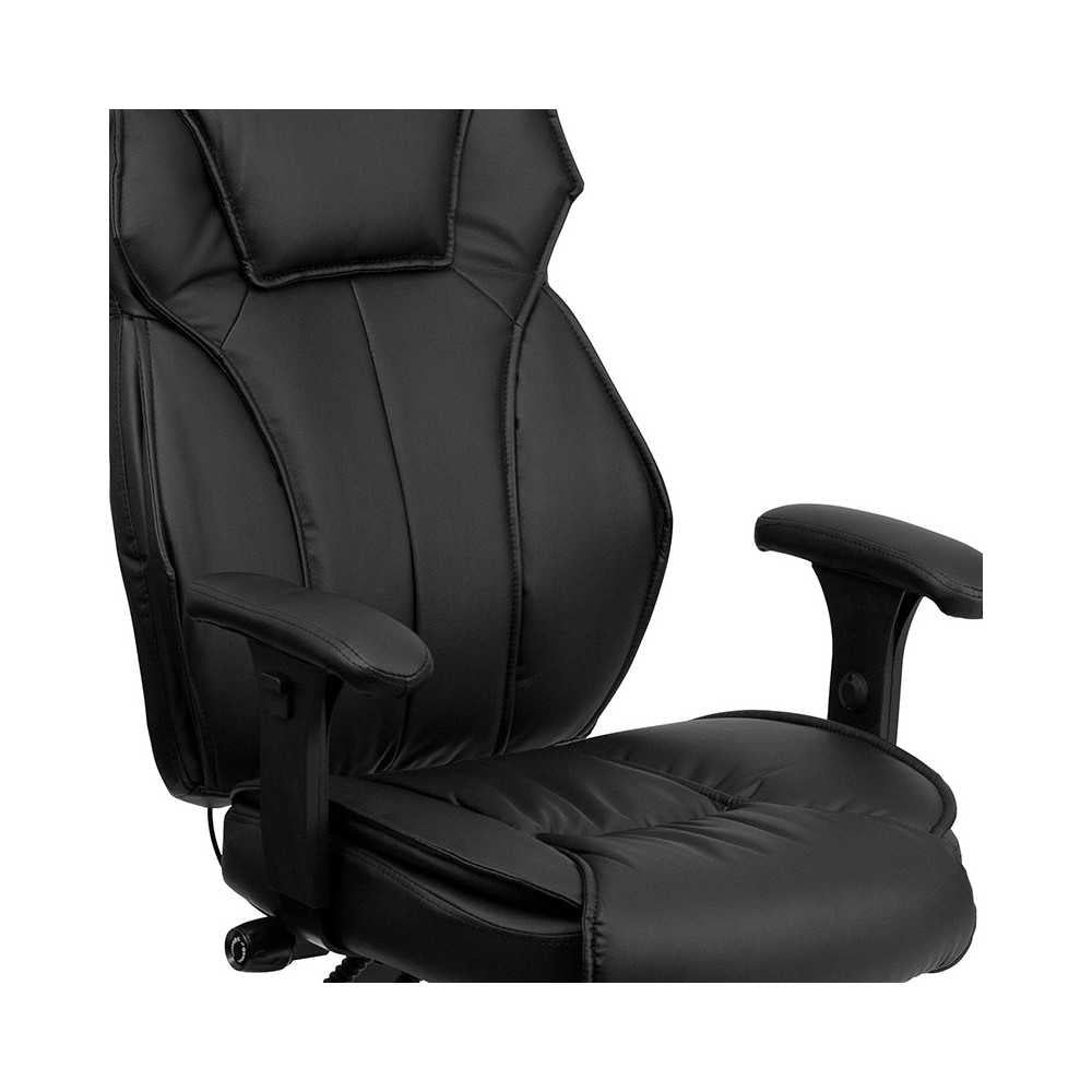High Back Black LeatherSoft Multifunction Executive Swivel Ergonomic Office Chair with Lumbar Support Knob with Arms