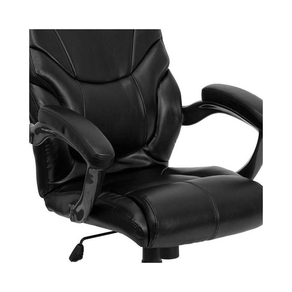 High Back Black LeatherSoft Overstuffed Executive Swivel Ergonomic Office Chair with Arms