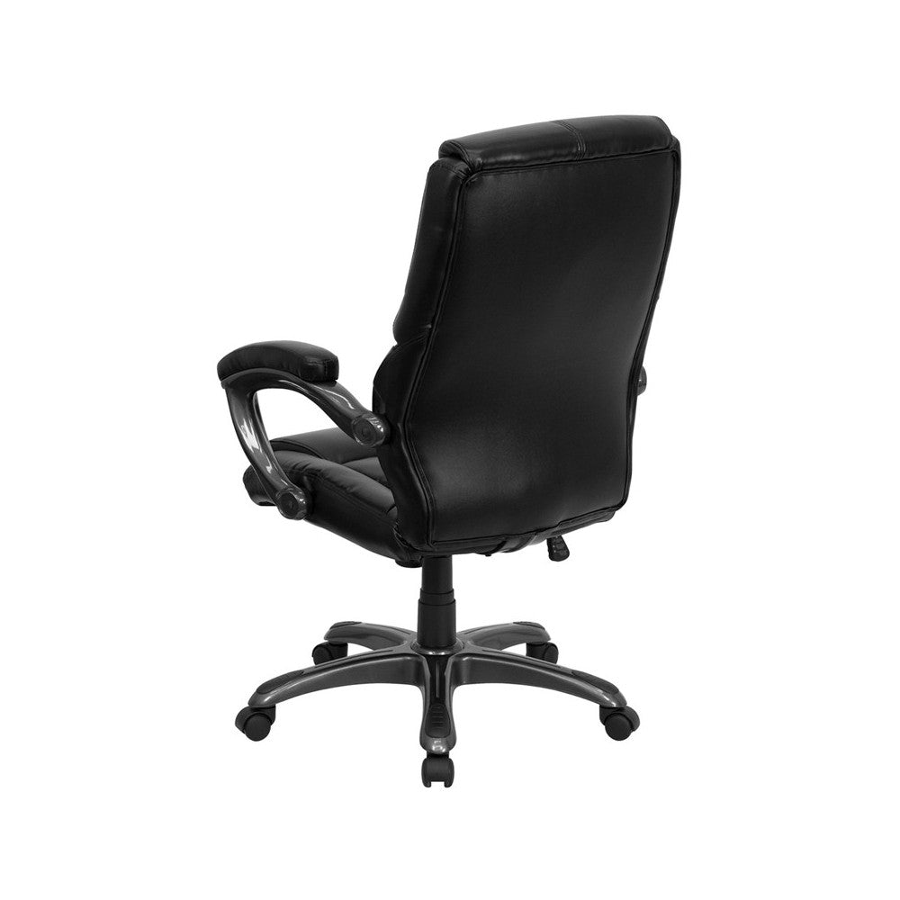 High Back Black LeatherSoft Overstuffed Executive Swivel Ergonomic Office Chair with Arms