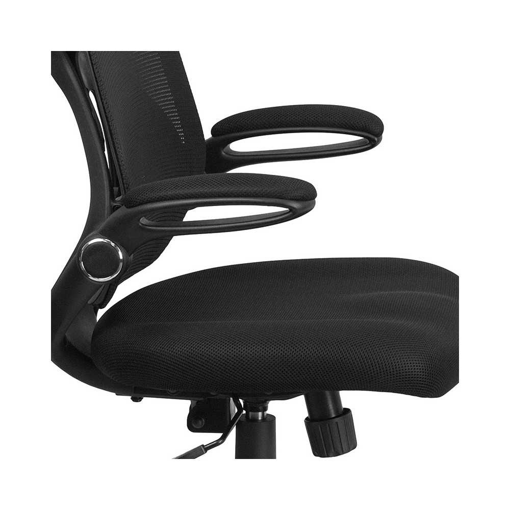 High Back Black Mesh Executive Swivel Ergonomic Office Chair with Adjustable Lumbar, 2-Paddle Control and Flip-Up Arms