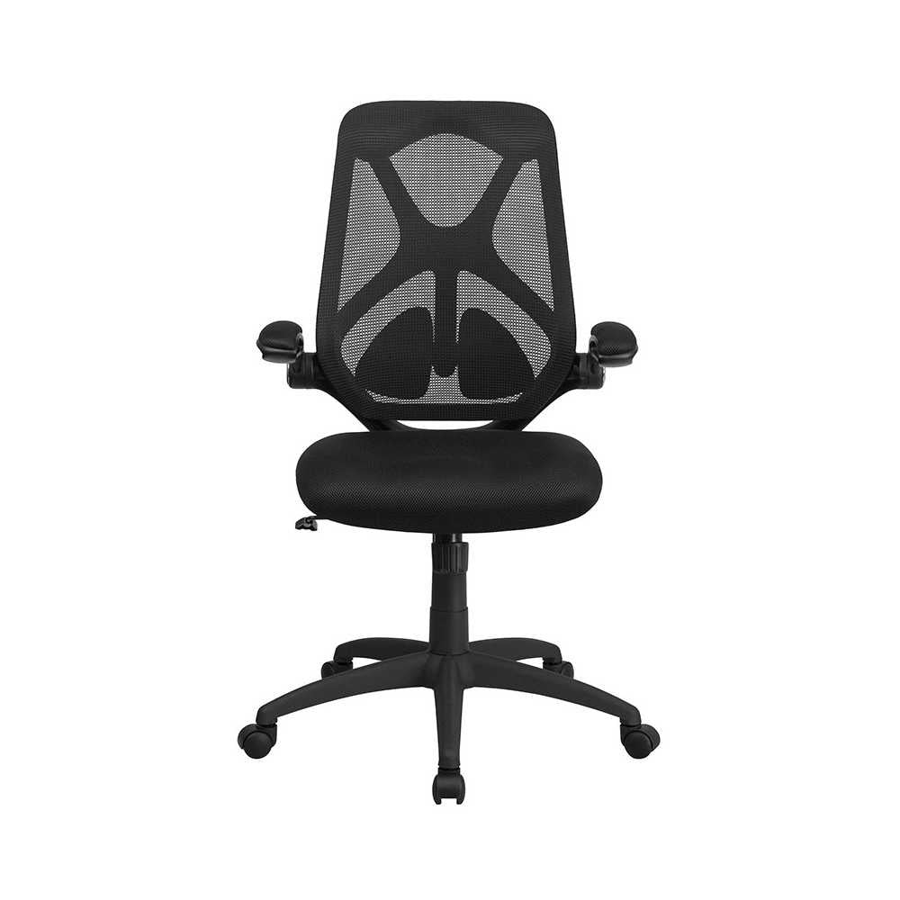 High Back Black Mesh Executive Swivel Ergonomic Office Chair with Adjustable Lumbar, 2-Paddle Control and Flip-Up Arms