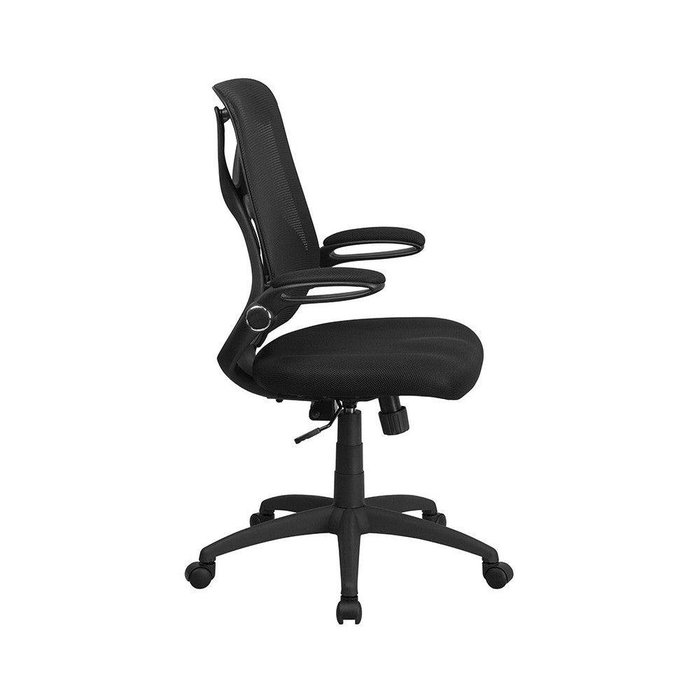High Back Black Mesh Executive Swivel Ergonomic Office Chair with Adjustable Lumbar, 2-Paddle Control and Flip-Up Arms