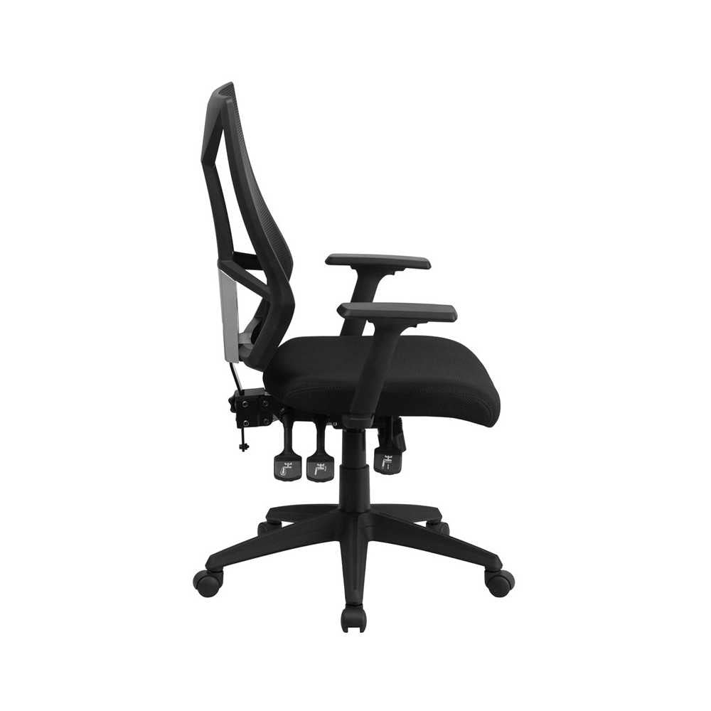 High Back Black Mesh Multifunction Swivel Ergonomic Task Office Chair with Adjustable Arms