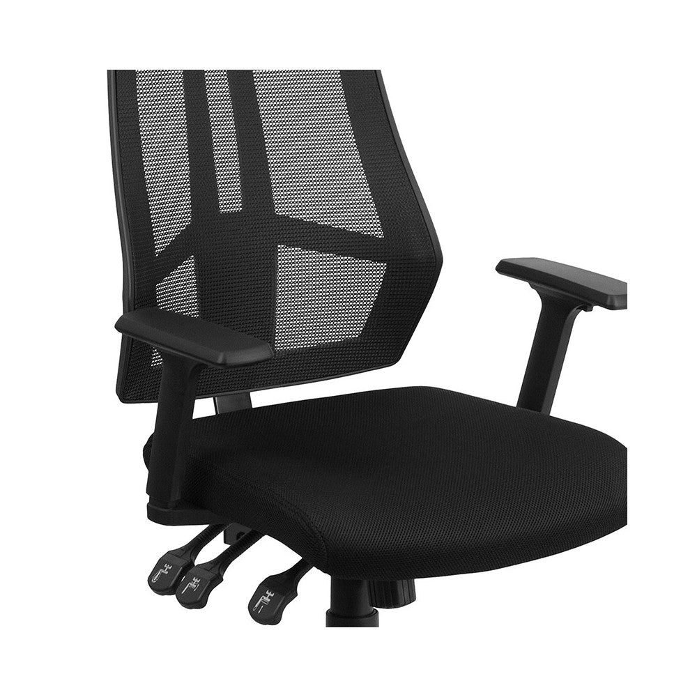 High Back Black Mesh Multifunction Swivel Ergonomic Task Office Chair with Adjustable Arms