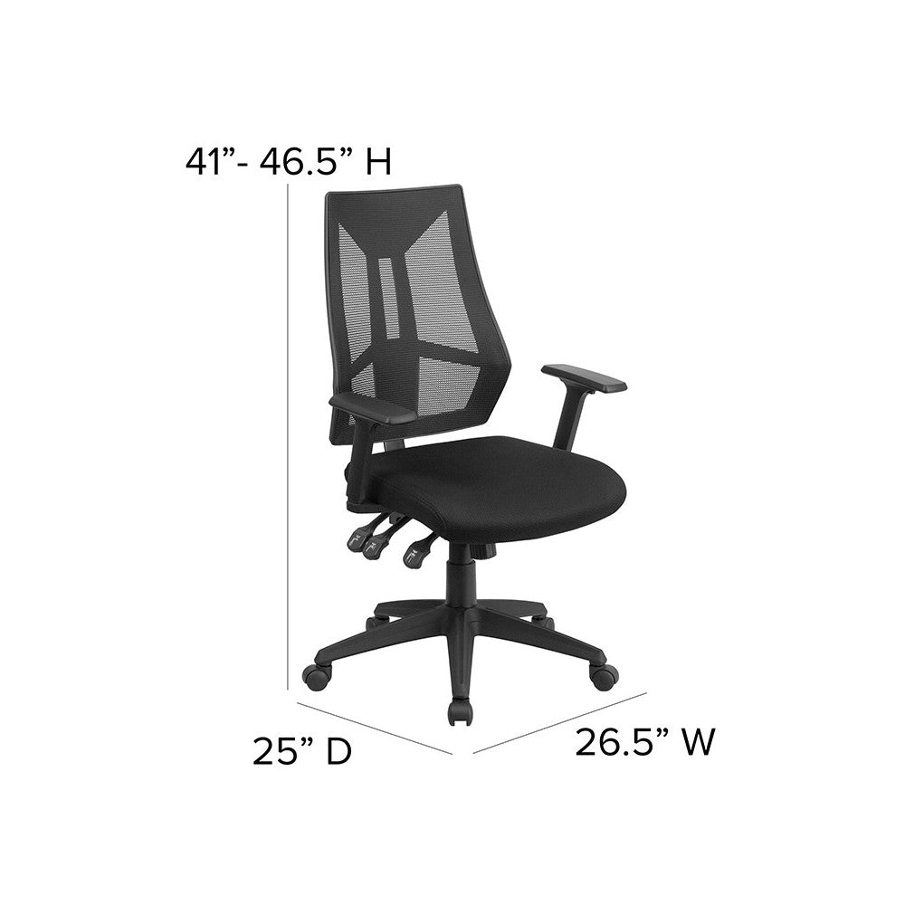 High Back Black Mesh Multifunction Swivel Ergonomic Task Office Chair with Adjustable Arms