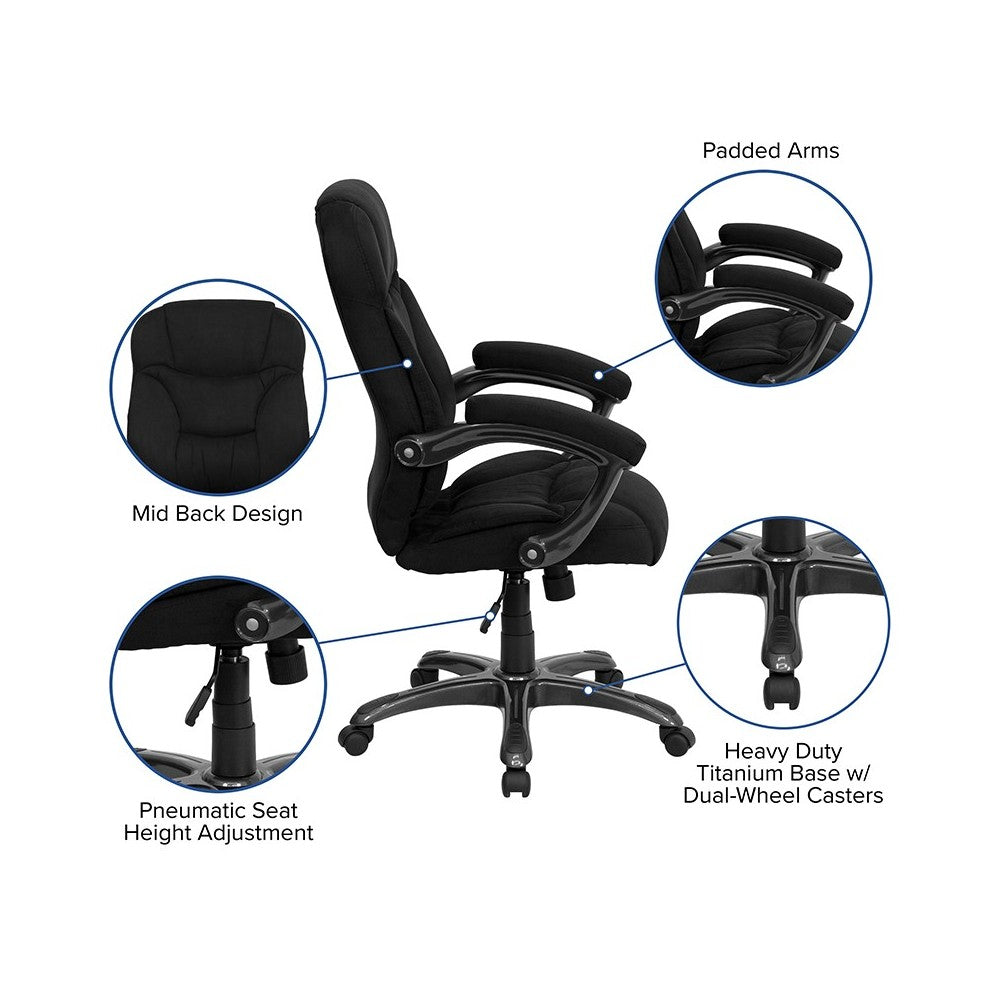 High Back Black Microfiber Contemporary Executive Swivel Ergonomic Office Chair with Arms