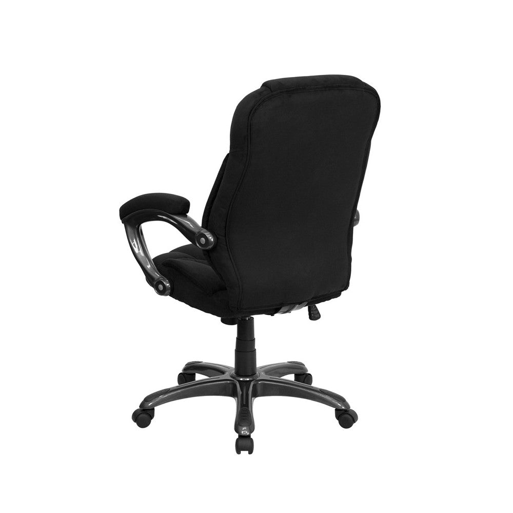 High Back Black Microfiber Contemporary Executive Swivel Ergonomic Office Chair with Arms