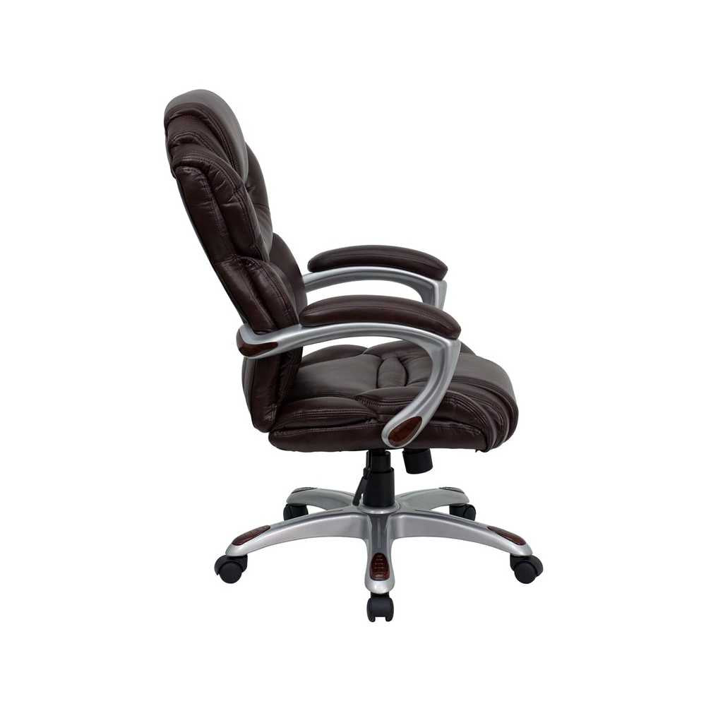 High Back Brown LeatherSoft Executive Swivel Ergonomic Office Chair with Arms