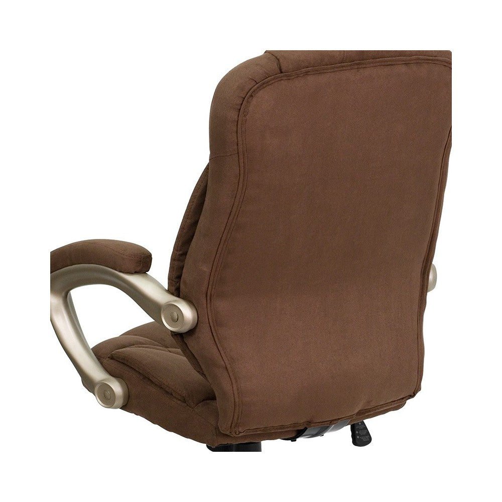 High Back Brown Microfiber Contemporary Executive Swivel Ergonomic Office Chair with Arms