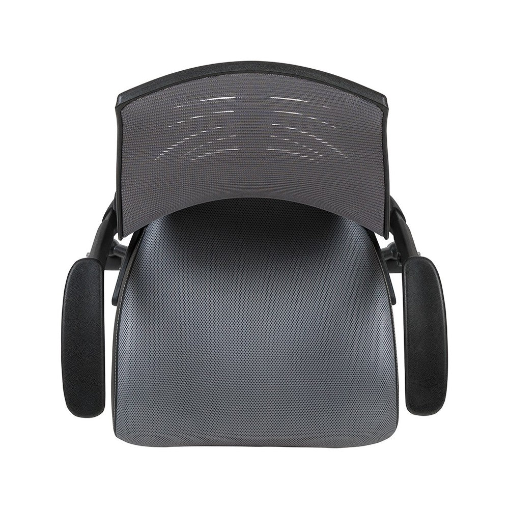 High Back Dark Gray Mesh Spine-Back Ergonomic Drafting Chair with Adjustable Foot Ring and Adjustable Flip-Up Arms