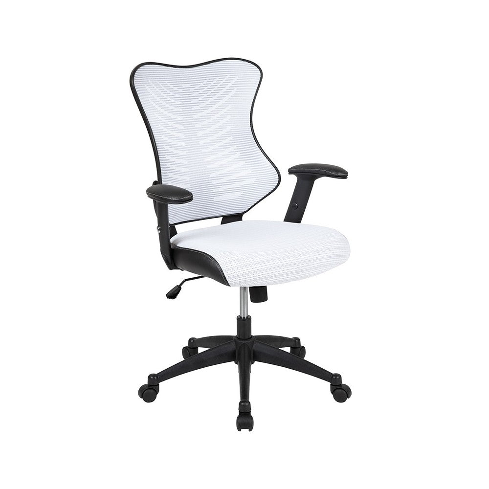 High Back Designer White Mesh Executive Swivel Ergonomic Office Chair with Adjustable Arms