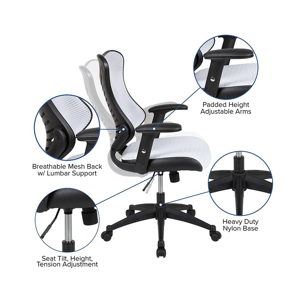 High Back Designer White Mesh Executive Swivel Ergonomic Office Chair with Adjustable Arms