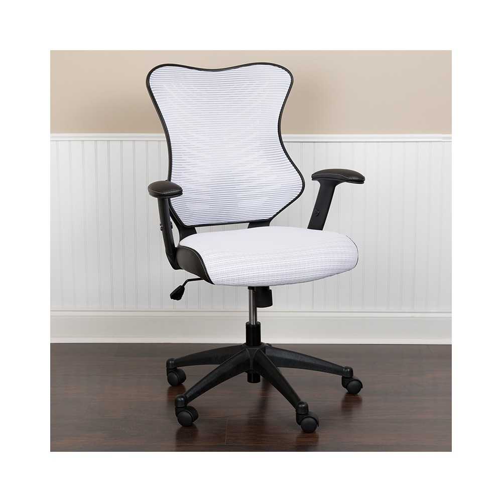 High Back Designer White Mesh Executive Swivel Ergonomic Office Chair with Adjustable Arms