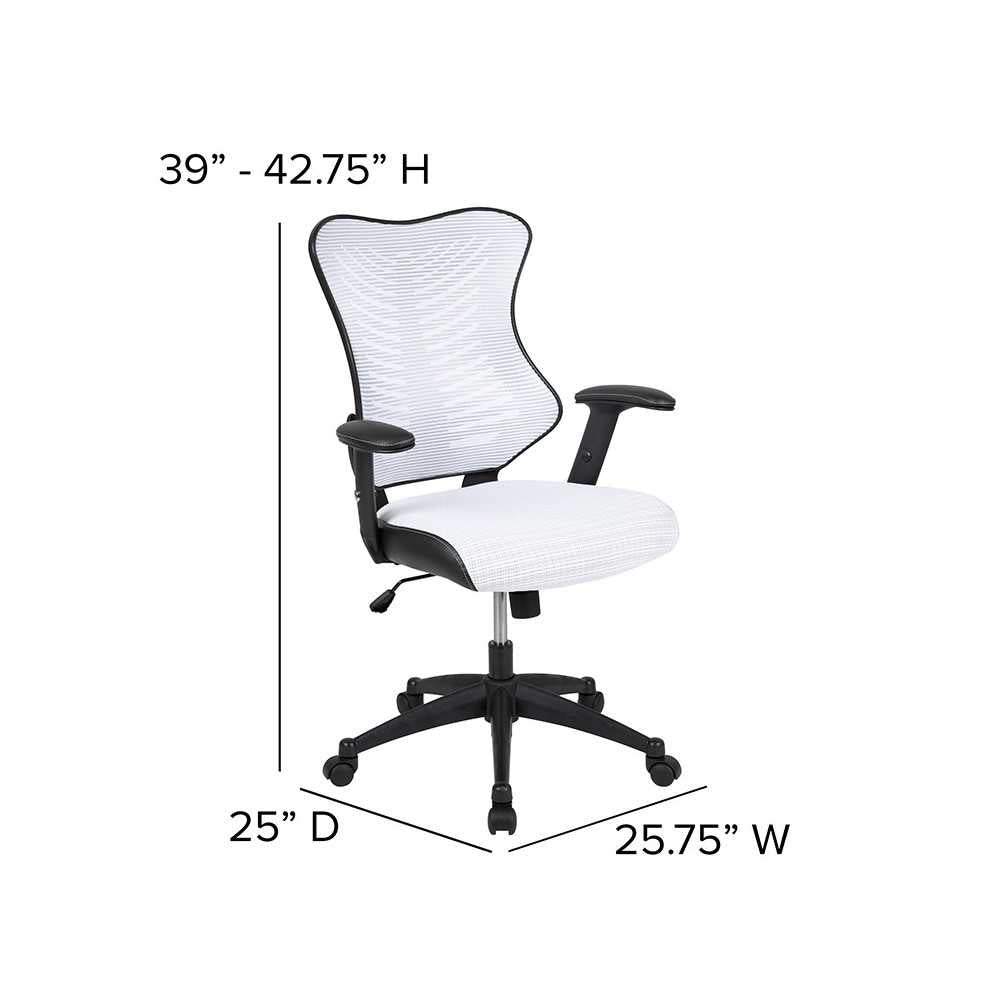 High Back Designer White Mesh Executive Swivel Ergonomic Office Chair with Adjustable Arms