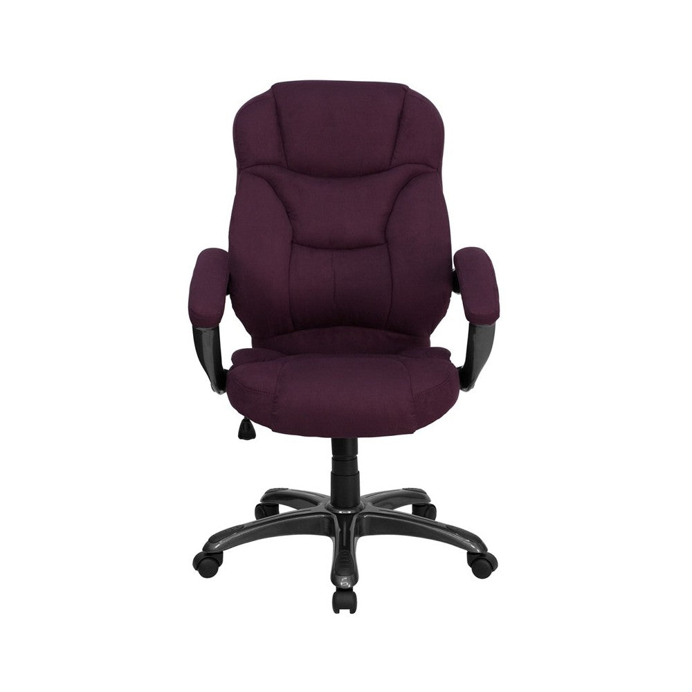 High Back Grape Microfiber Contemporary Executive Swivel Ergonomic Office Chair with Arms