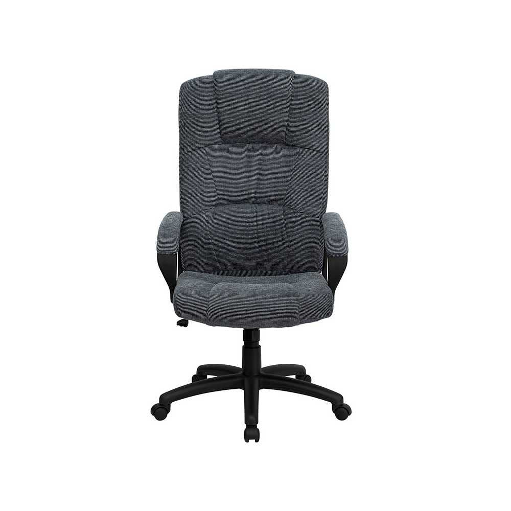 High Back Gray Fabric Executive Swivel Office Chair with Arms