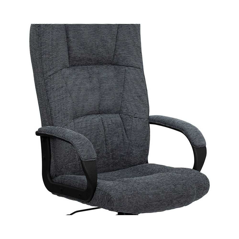 High Back Gray Fabric Executive Swivel Office Chair with Arms