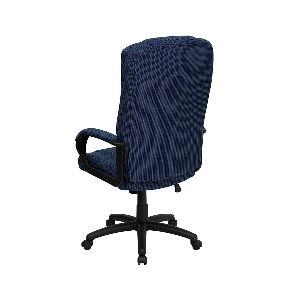 High Back Navy Blue Fabric Executive Swivel Office Chair with Arms
