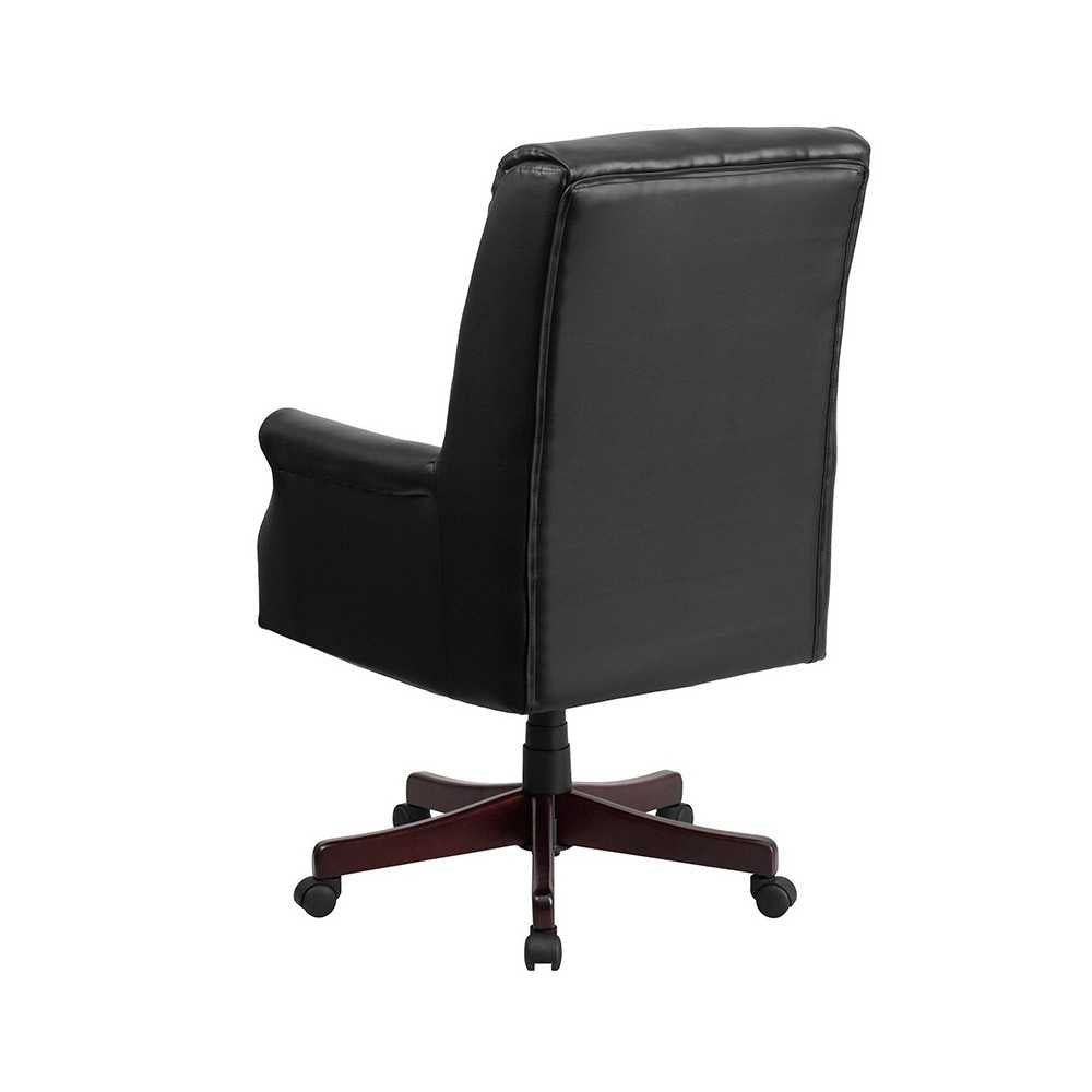 High Back Pillow Back Black LeatherSoft Executive Swivel Office Chair with Arms